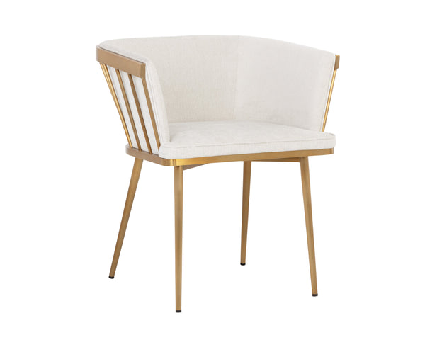 Sunpan Caily Dining Armchair - Modern Elegance with Gold Stainless Steel Frame for Stylish Dining Spaces Polo Club Muslin