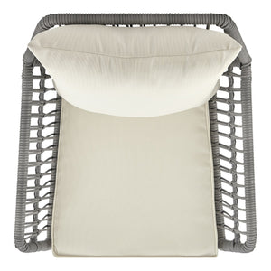 English Elm Cannes 3-Piece Conversation Set with Waterproof Removable Cushions, Tempered Glass End Table, Patio Stylish Cream+Grey B365P397648