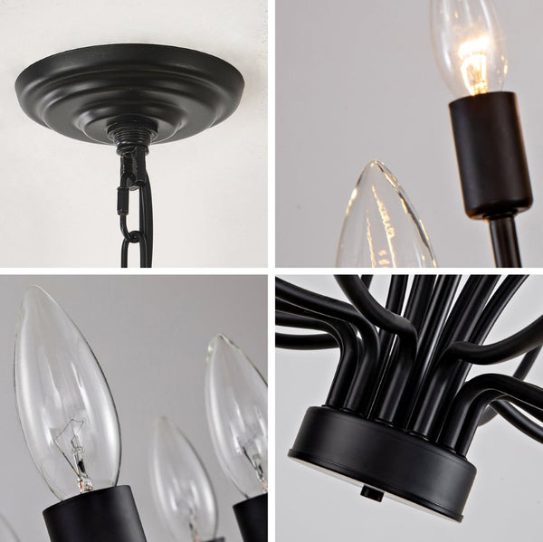 English Elm Industrial Matte Black 33-arm Candelabra Chandelier Large Dining Room Statement Fixture W2991P406724