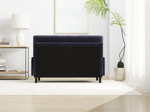 English Elm Grey 2 seater velvet sofa sleeper with metal frame, foam cushions, adjustable recline and compact design W570P195340