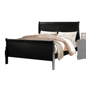 English Elm Black Sleigh Twin Bed with Brushed Nickel Hardware, Low-Profile Footboard, Box Spring Required, Elegant Pine Finish B062S00534