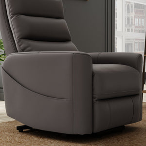 English Elm Faux Power Lift Chair with Premium Faux Leather, USB Charging, Side Pockets & Quiet Motor Recline Grey B339P409530