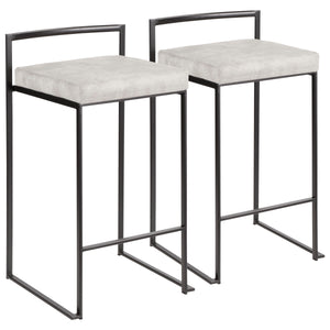 English Elm Fuji Contemporary Stackable Counter Stools - Set Of 2 With Grey Cowboy Fabric Cushions For Modern Homes B202P221920