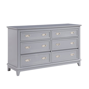 English Elm Gray Lacquer Six Drawer Dresser with Dovetail Wood Construction for Modern Bedrooms Gray B011P463881