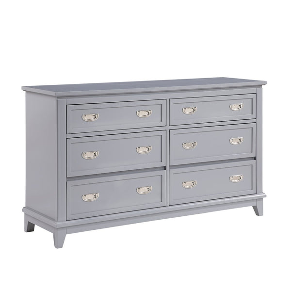 English Elm Gray Lacquer Six Drawer Dresser with Dovetail Wood Construction for Modern Bedrooms Gray B011P463881