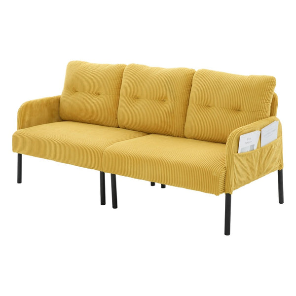 English Elm United We Win Corduroy Loveseat Plush Ergonomic Sofa with Spring Support Metal Legs Mustard Yellow W1568P410047