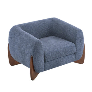 English Elm Modern Ivory Boucle Tuxedo Accent Chair with Birch Legs for Living Room N776P216196B
