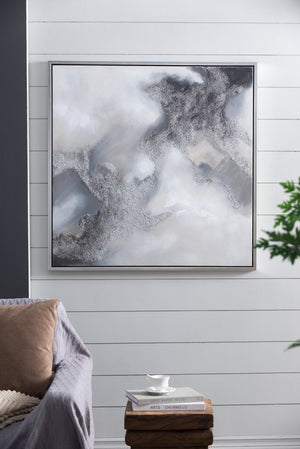 English Elm 39.4X39.4" Stormy Skies Framed Hand-Painted Wall Art - Evocative Modern Decor For Tranquil Spaces W2078P313333