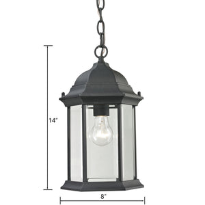 Thomas Lighting Spring Lake Outdoor Lantern Pendant Matte Black Beveled Glass Porch Entryway Light 8601EH/65