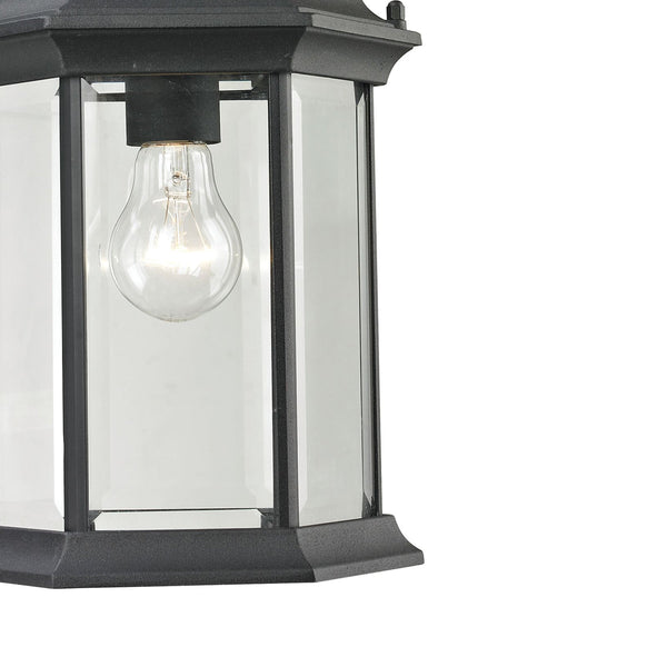 Thomas Lighting Spring Lake Outdoor Lantern Pendant Matte Black Beveled Glass Porch Entryway Light 8601EH/65