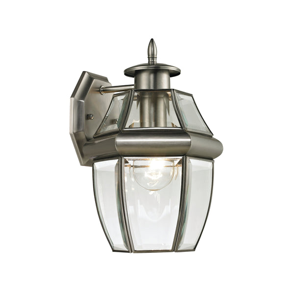 Thomas Lighting Ashford Traditional Lantern Outdoor Wall Sconce with Beveled Glass Porch Lighting Nickel 8 W x 8 D x 12 H 8601EW/80