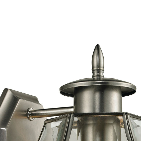 Thomas Lighting Ashford Traditional Lantern Outdoor Wall Sconce with Beveled Glass Porch Lighting Nickel 8 W x 8 D x 12 H 8601EW/80
