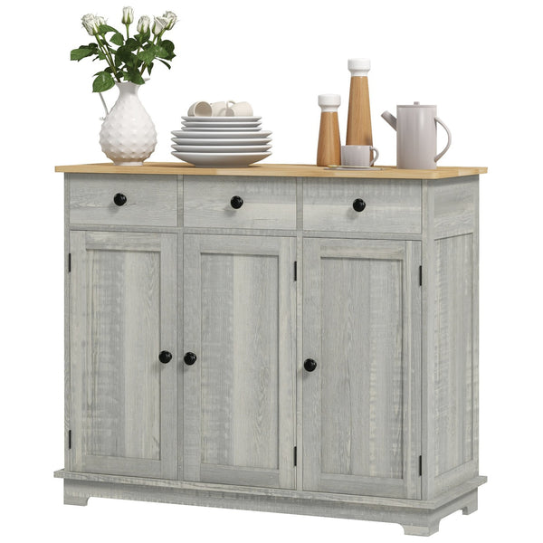 English Elm Homcom Versatile Sideboard With Solid Wood Top, Stylish Storage Cabinet For Dining & Entryway Use W2225P217372