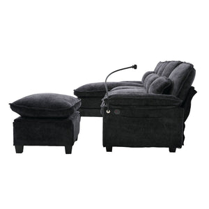 English Elm United U-Shape 106" Sectional Sofa - Cloud Couch With Usb Ports, Storage Ottoman & Comfy Pillows W1568S00229-GIGA