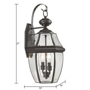 Thomas Lighting Ashford Traditional Lantern Outdoor Wall Sconce with Beveled Glass Porch Lighting Bronze 10 W x 10 D x 21 H 8602EW/75