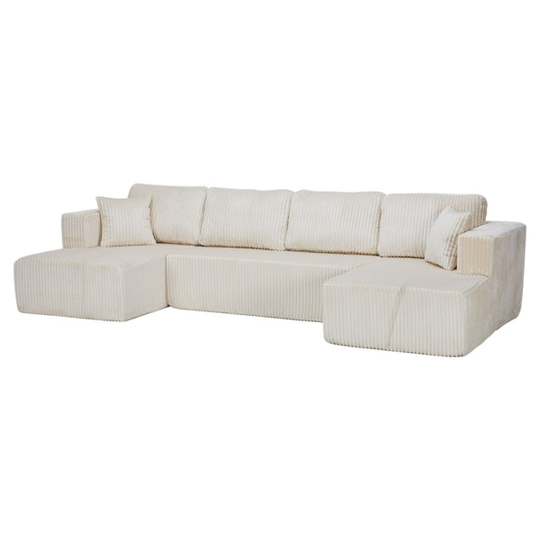 English Elm U Shape Modular Sectional Sofa Corduroy Upholstered Minimalist Living Room Couch W1919S00003