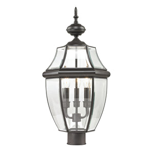 Thomas Lighting Ashford Lantern Style Outdoor Post Light with Beveled Glass and Metal Cage Frame Bronze 8603EP/75