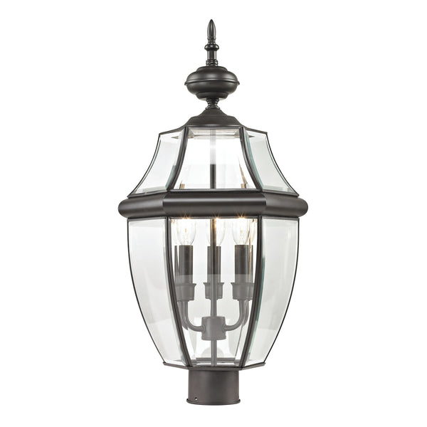 Thomas Lighting Ashford Lantern Style Outdoor Post Light with Beveled Glass and Metal Cage Frame Bronze 8603EP/75