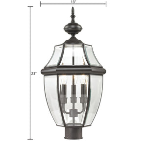 Thomas Lighting Ashford Lantern Style Outdoor Post Light with Beveled Glass and Metal Cage Frame Bronze 8603EP/75