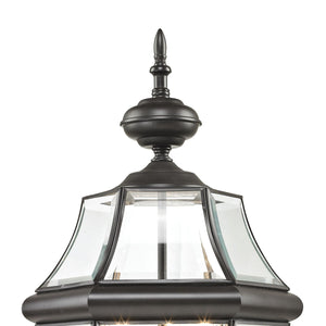 Thomas Lighting Ashford Lantern Style Outdoor Post Light with Beveled Glass and Metal Cage Frame Bronze 8603EP/75