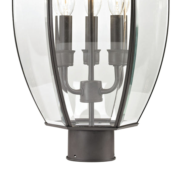 Thomas Lighting Ashford Lantern Style Outdoor Post Light with Beveled Glass and Metal Cage Frame Bronze 8603EP/75