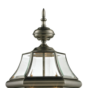 Thomas Lighting Ashford Lantern Style Outdoor Post Light with Beveled Glass and Metal Cage Frame Nickel 8603EP/80