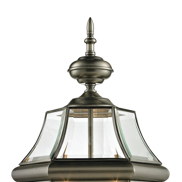 Thomas Lighting Ashford Lantern Style Outdoor Post Light with Beveled Glass and Metal Cage Frame Nickel 8603EP/80