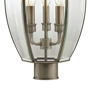 Thomas Lighting Ashford Lantern Style Outdoor Post Light with Beveled Glass and Metal Cage Frame Nickel 8603EP/80
