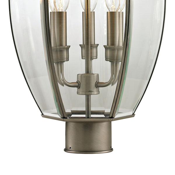 Thomas Lighting Ashford Lantern Style Outdoor Post Light with Beveled Glass and Metal Cage Frame Nickel 8603EP/80