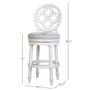 English Elm 26" Solid Wood Swivel Counterstool High Back Faux Leather Seat for Kitchen Island White B2751P436473