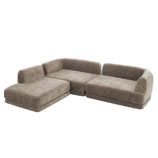 English Elm 115" L-shaped Sectional Three Piece Deep Seat Chaise Sofa for Modern Living Rooms N767P385430B