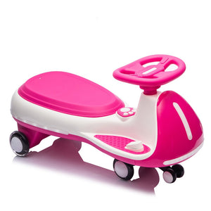 English Elm 12v Kids Ride on Wiggle Car with Dual Motors Led Wheels Bluetooth and Triangular Frame Rose Red W1578P390195