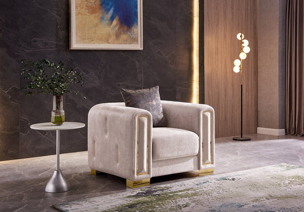 English Elm Impreza Plush Velvet Accent Chair with Gold Birch Frame and Decorative Gold Trim for Luxe Comfort Grey+Gold B009141289