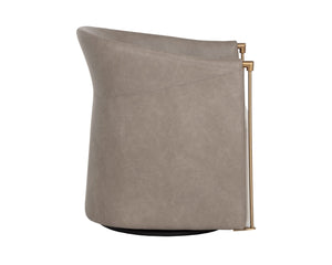 Sunpan LEONTINE Swivel Lounge Chair - Modern Comfort in Ivanhoe Mineral & Meg Taupe for Stylish Spaces 112696