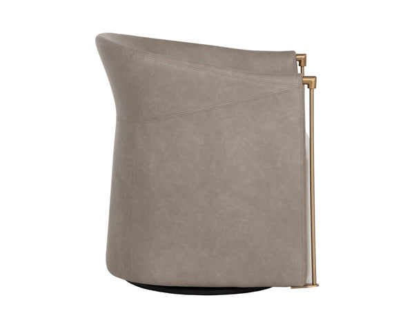Sunpan LEONTINE Swivel Lounge Chair - Modern Comfort in Ivanhoe Mineral & Meg Taupe for Stylish Spaces 112696