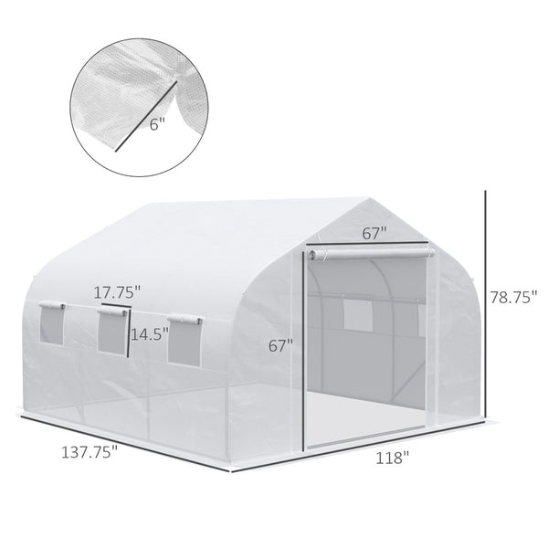 English Elm Outsunny Large Tunnel Walk-in Greenhouse Steel Frame with Mesh Ventilation Panels W2225P217787