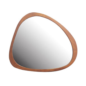 English Elm Solid Pine Asymmetrical Wall Mirror Walnut Stained Frame Mid-century Modern Decor W1435142944