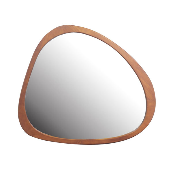English Elm Solid Pine Asymmetrical Wall Mirror Walnut Stained Frame Mid-century Modern Decor W1435142944