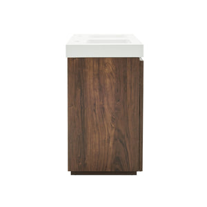 English Elm Emilia 60 Inch Freestanding Oak Vanity with Ceramic Sink and Soft Close Drawers Walnut Brown W1865S00243