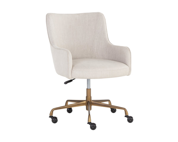 Sunpan Franklin Office Chair - Rustic Mid-Century Modern Design with Bronze Base for Stylish Workspaces Beige Linen