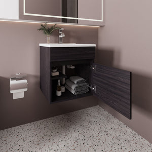 English Elm Bathroom Vanity Slim Sink Cabinet with Single Door, Engineered Wood, Space-Saving Modern Design Black 23.23 L x 23.23 W x 11.81 H B097P350314