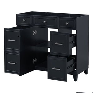 English Elm [Cabinet 36" Bathroom Vanity Black - Solid Wood & MDF, Soft-Close Door, 3 Drawers, Storage Appeal N729P171885B
