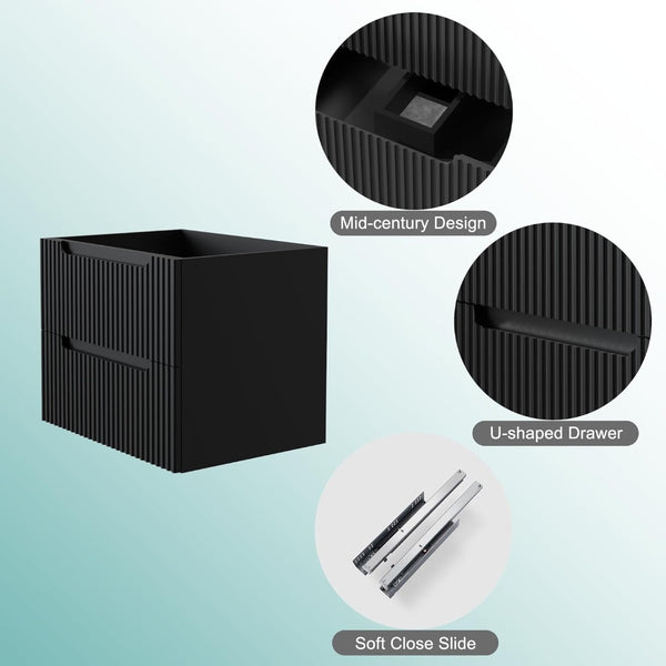 English Elm Goodyo Wall Mounted Floating Vanity Cabinet Matte Black Soft Close Drawers Mdf Bath D163096360