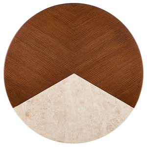 Dakota Cocktail Table - Mid-Century Modern Design with Oak, Marble Top & Brass Accents for Elegance