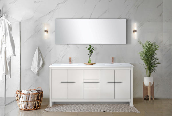 English Elm White Double Bath Vanity With Rose Gold Faucet, Quartz Top & Ample Storage For Elegant Bathrooms B2731P259522-GIGA