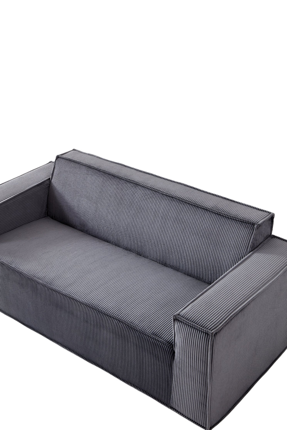 English Elm Sofa-in-a-Box, Memory Foam 3-Seater with Plush Corduroy Upholstery, 25.6" Deep Seat, No Assembly, Gray W1960P336129