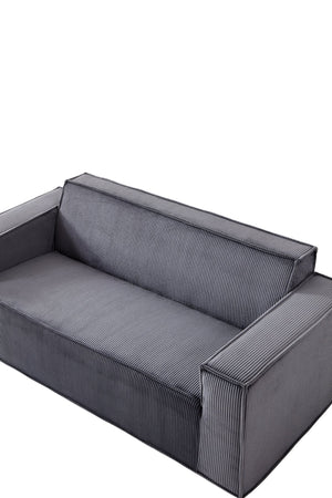 English Elm Sofa-in-a-Box, Memory Foam 3-Seater with Plush Corduroy Upholstery, 25.6" Deep Seat, No Assembly, Gray W1960P336129