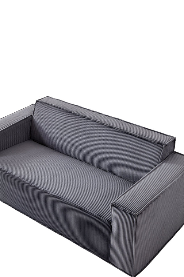 English Elm Sofa-in-a-Box, Memory Foam 3-Seater with Plush Corduroy Upholstery, 25.6" Deep Seat, No Assembly, Gray W1960P336129