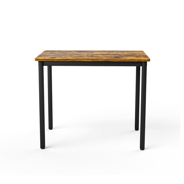 English Elm Dining Table Set 3 Piece Industrial Steel Frame with Melamine Top for Kitchen Nook Rustic Brown W1162P424861
