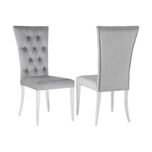 English Elm Set Of 2 Plush Velvet Side Chairs With Chrome Legs - Modern Glam Design For Dining & Accent Spaces B016P227275-GIGA